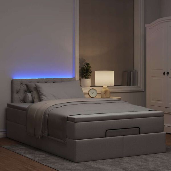 vidaXL Ottoman bed met matras en LED's 120x200cm stof taupe