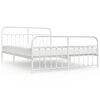 vidaXL Bedframe met hoofd- en voeteneinde metaal wit 160x200 cm
