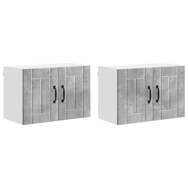 vidaXL Keukenwandkasten 2 pcs Beton Grijs 60 x 31 x 40 cm Bewerkt hout