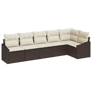 vidaXL Tuinbankenset 6 st Bruin en wit poly rattan