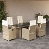 vidaXL 7-delige Tuinset met kussens poly rattan beige