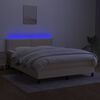 vidaXL Boxspring met matras en LED stof cr&egrave;mekleurig 140x200 cm