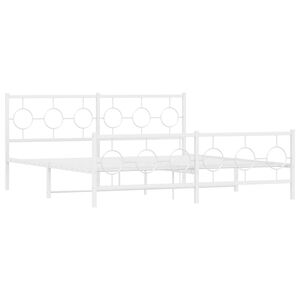 vidaXL Bedframe met hoofd- en voeteneinde metaal wit 183x213 cm