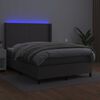 vidaXL Boxspring met matras en LED kunstleer grijs 140x190 cm