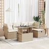 vidaXL 6-delige Loungeset met kussens poly rattan beige