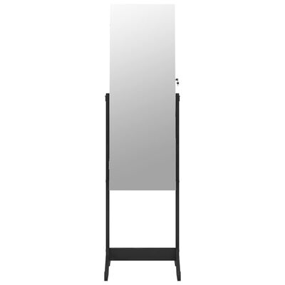 vidaXL Sieradenkast met spiegel vrijstaand 42x38x152 cm zwart