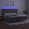 vidaXL Boxspring met matras en LED fluweel lichtgrijs 200x200 cm