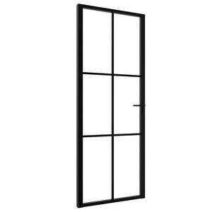 vidaXL Binnendeur 76x201,5 cm ESG-glas en aluminium zwart