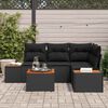 vidaXL Tuinbankenset met kussen met opslag 4 pcs Zwart Polyrattan