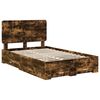 vidaXL Bedframe met hoofdeinde Gerookt eiken 135 x 190 cm Bewerkt hout
