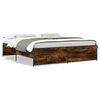 vidaXL Bedframe bewerkt hout metaal gerookt eikenkleurig 180x200 cm