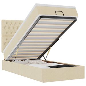 vidaXL Bed met matras 100x200 cm stof cr&egrave;mekleurig