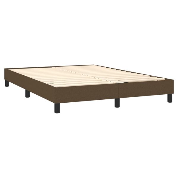vidaXL Boxspring met matras stof donkerbruin 140x190 cm