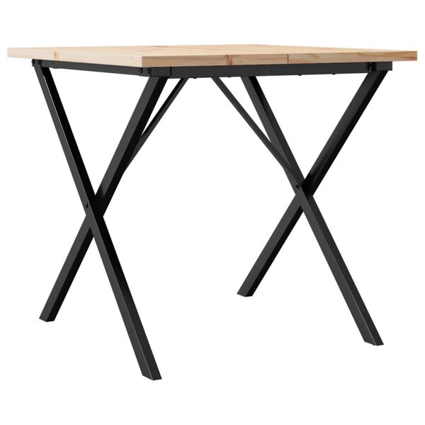 vidaXL Eettafel X-frame 90x90x75,5 cm massief grenenhout en staal