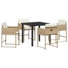 vidaXL Tuin eettafelset 5 st Beige poly rattan