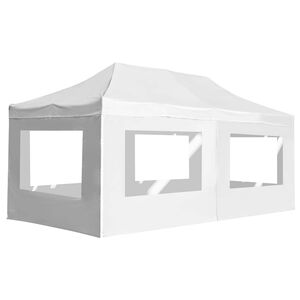 vidaXL Partytent inklapbaar met wanden 6x3 m aluminium wit
