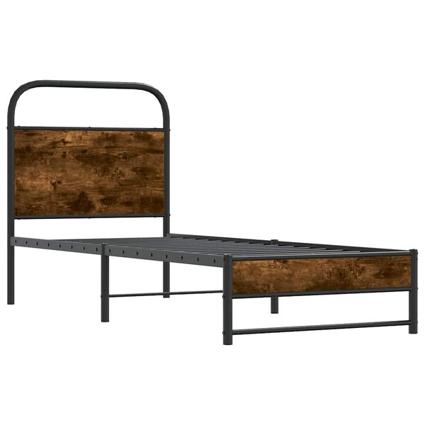 vidaXL Bedframe zonder matras bewerkt hout gerookt eiken 75x190 cm