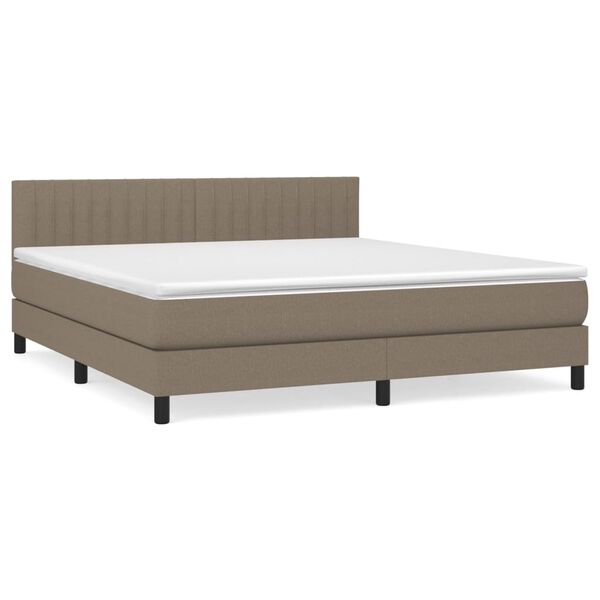 vidaXL Boxspring met matras stof taupe 160x200 cm