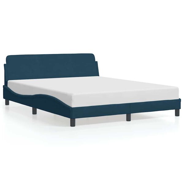 vidaXL Bedframe met hoofdeinde "Dover" fluweel blauw 160x200 cm