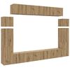 vidaXL 8-delig Tv-meubelset wandmontage bewerkt hout artisanaal eiken
