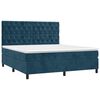 vidaXL Boxspring met matras fluweel donkerblauw 160x200 cm