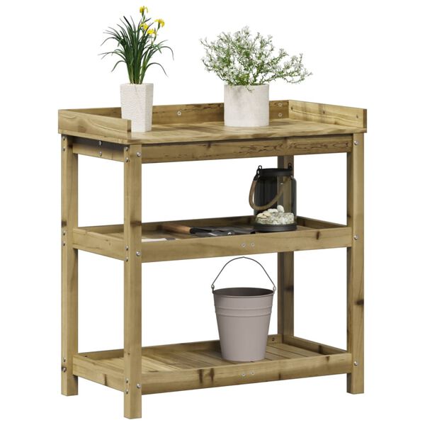 vidaXL Oppottafel met schappen 82,5x45x86,5 cm ge&iuml;mpregneerd hout