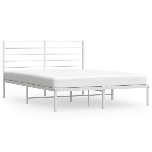 vidaXL Bedframe met hoofdbord metaal wit 160x200 cm