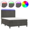 vidaXL Boxspring met matras en LED fluweel donkergrijs 140x190 cm
