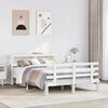 vidaXL Bedframe met hoofdbord massief grenenhout wit 135x190 cm