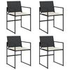 vidaXL Tuinstoelen 4 st met kussens poly rattan zwart
