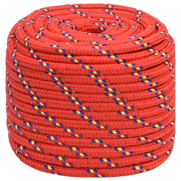 vidaXL Boottouw 16 mm 25 m polypropyleen rood