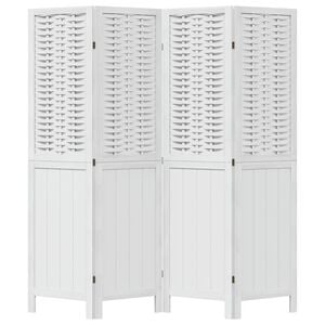 vidaXL Kamerscherm met 4 panelen massief paulowniahout wit