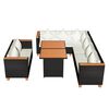 vidaXL 5-delige Loungeset met kussens poly rattan zwart