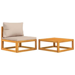 vidaXL 2-delige Loungeset met kussens massief acaciahout