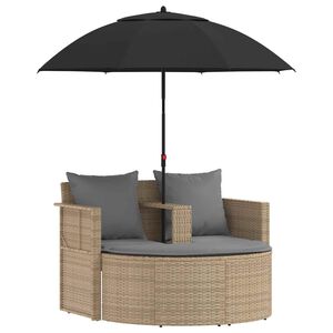vidaXL Tuinbankstel 8 st poly rattan Beige en Licht Grijs