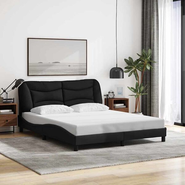 vidaXL Bedframe zonder matras "Hvar" stof zwart 160x200 cm