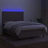vidaXL Boxspring met matras en LED stof taupe 140x200 cm