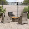 vidaXL 5-delige Loungeset met kussens poly rattan grijs