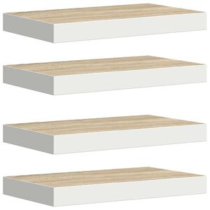 vidaXL Wandschappen zwevend 4 st 40x23x3,8 cm MDF eikenkleurig en wit