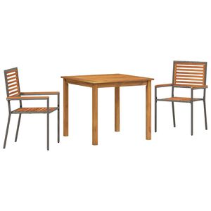 vidaXL Tuin eettafelset 3 st Grijs Massief Acaciahout