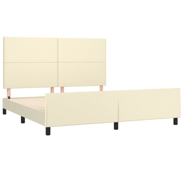 vidaXL Bedframe met hoofdbord kunstleer cr&egrave;mekleurig 160x200 cm