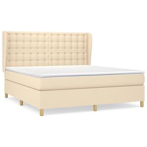 vidaXL Boxspring met matras stof cr&egrave;mekleurig 180x200 cm