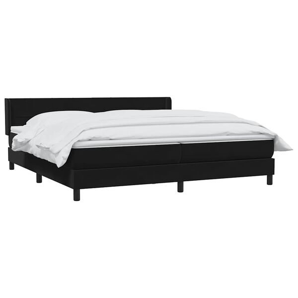 vidaXL Boxspring met matras fluweel zwart 200x210 cm