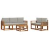 vidaXL Buiten bankenset met kussen 6 pcs Natuurlijk en Lichtgrijs