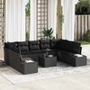 vidaXL Tuin Sofa Set met kussen 10 pcs Zwart poly rattan