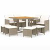 vidaXL 9-delige Tuinset met kussens poly rattan beige