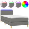 vidaXL Boxspring met matras en LED stof donkergrijs 90x190 cm