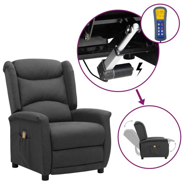 vidaXL Sta-op-massagestoel stof donkergrijs