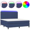 vidaXL Boxspring met matras en LED stof blauw 180x200 cm