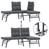 vidaXL 3-delige Tuinbankenset met kussens gepoedercoat staal zwart